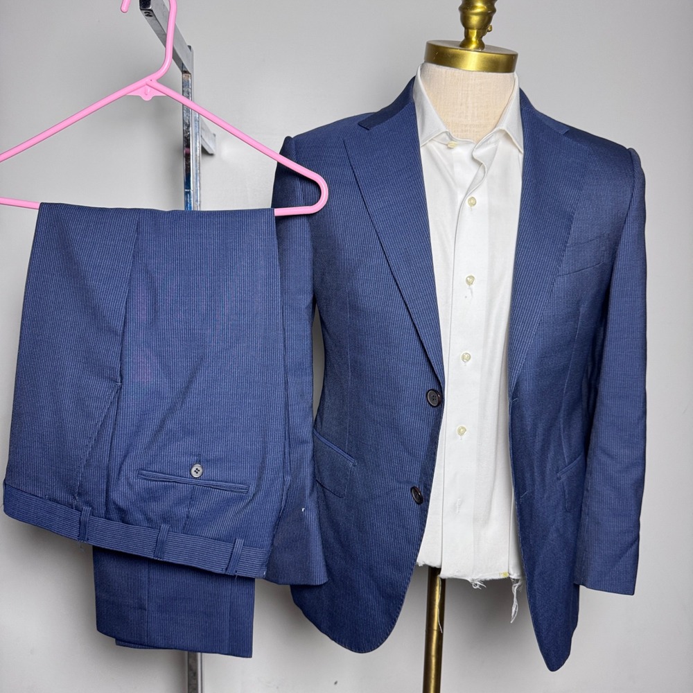 Suitsupply Suit Mens 36S W31 Blue Pinstripe Napoli Vitale Barberis Canonico Wool